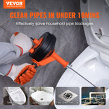 Food Mixers & Blenders: VEVOR Drain Auger 25ft 1/4in Drum Plumbing Drain Snake Clog Remover Manual-feed