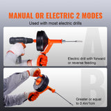 Food Mixers & Blenders: VEVOR Drain Auger 25ft 1/4in Drum Plumbing Drain Snake Clog Remover Manual-feed
