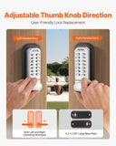 Electronic Door Locks: VEVOR Mechanical Keyless Entry Door Lock, 14 Key Mechanical Door Lock, Mechanical Keypad Door Lock with Adjustable Thumb Knob, Single-Side Zinc Alloy Waterproof Keyless Gate Lock, for Home Office