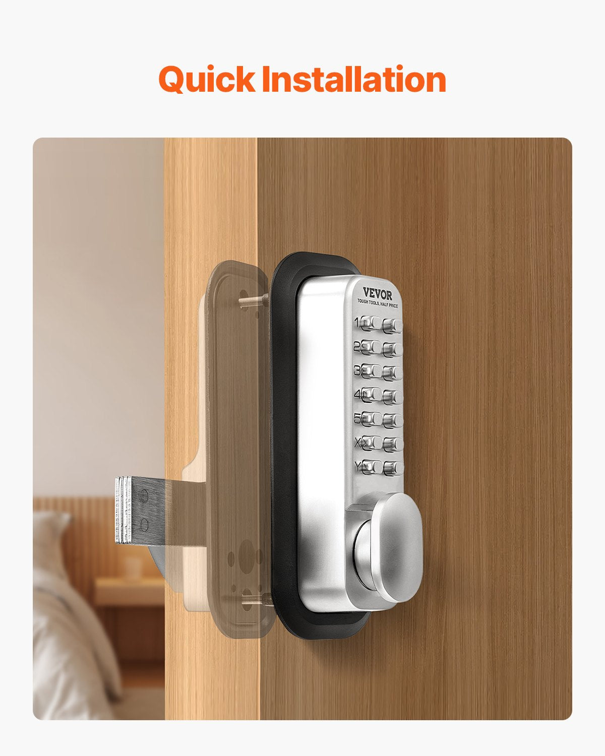 Electronic Door Locks: VEVOR Mechanical Keyless Entry Door Lock, 14 Key Mechanical Door Lock, Mechanical Keypad Door Lock with Adjustable Thumb Knob, Single-Side Zinc Alloy Waterproof Keyless Gate Lock, for Home Office