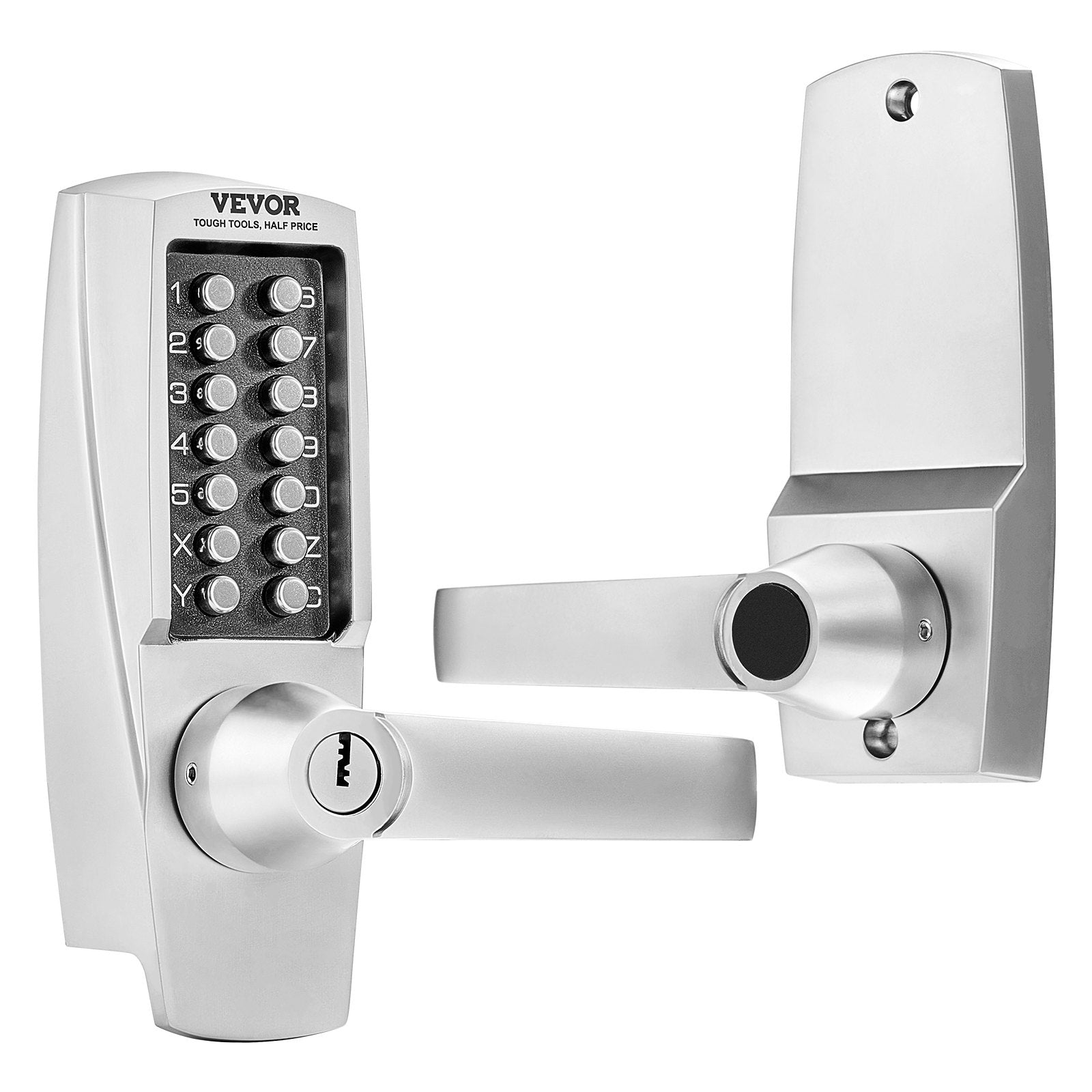 Mechanical Keyless Entry Door Lock, 14 Key Mechanical Door Lock with Keys, Mechanical Keypad Door Lock with Handle, Stainless Steel Waterproof Keyless Gate Lock, for Home Office Outdoor Garage