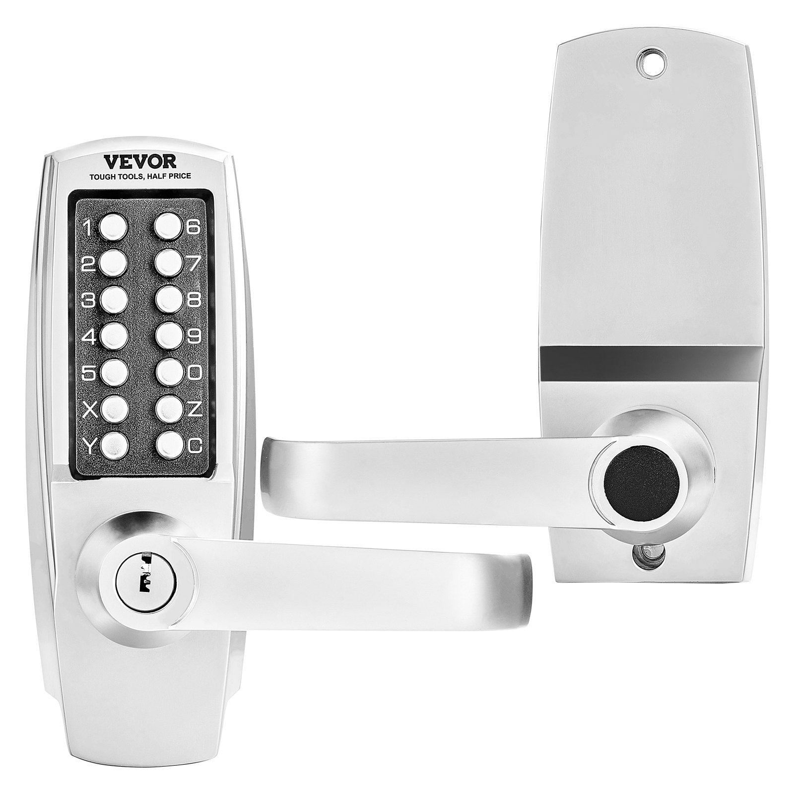 Mechanical Keyless Entry Door Lock, 14 Key Mechanical Door Lock with Keys, Mechanical Keypad Door Lock with Handle, Stainless Steel Waterproof Keyless Gate Lock, for Home Office Outdoor Garage