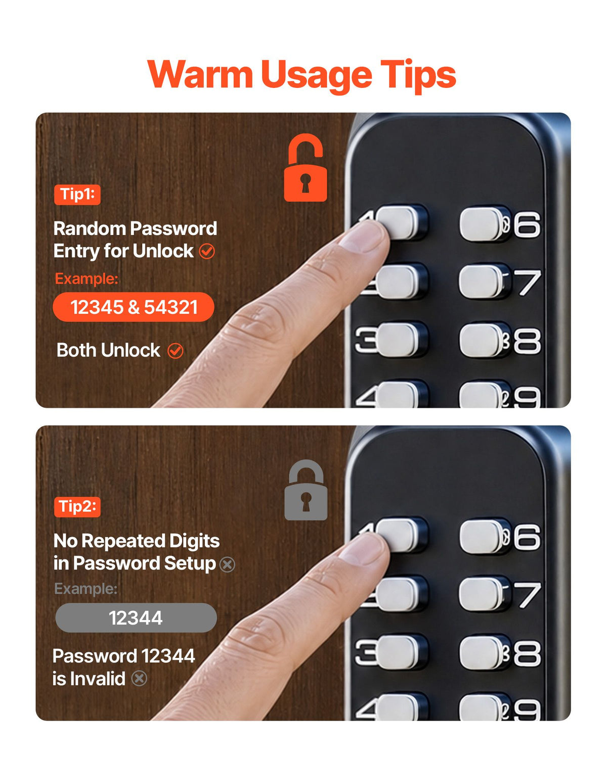 Mechanical Keyless Entry Door Lock, 14 Key Mechanical Door Lock, Mechanical Keypad Door Lock with Handle, Stainless Steel Waterproof Keyless Gate Lock, for Home Office Outdoor Fence Garage Yard
