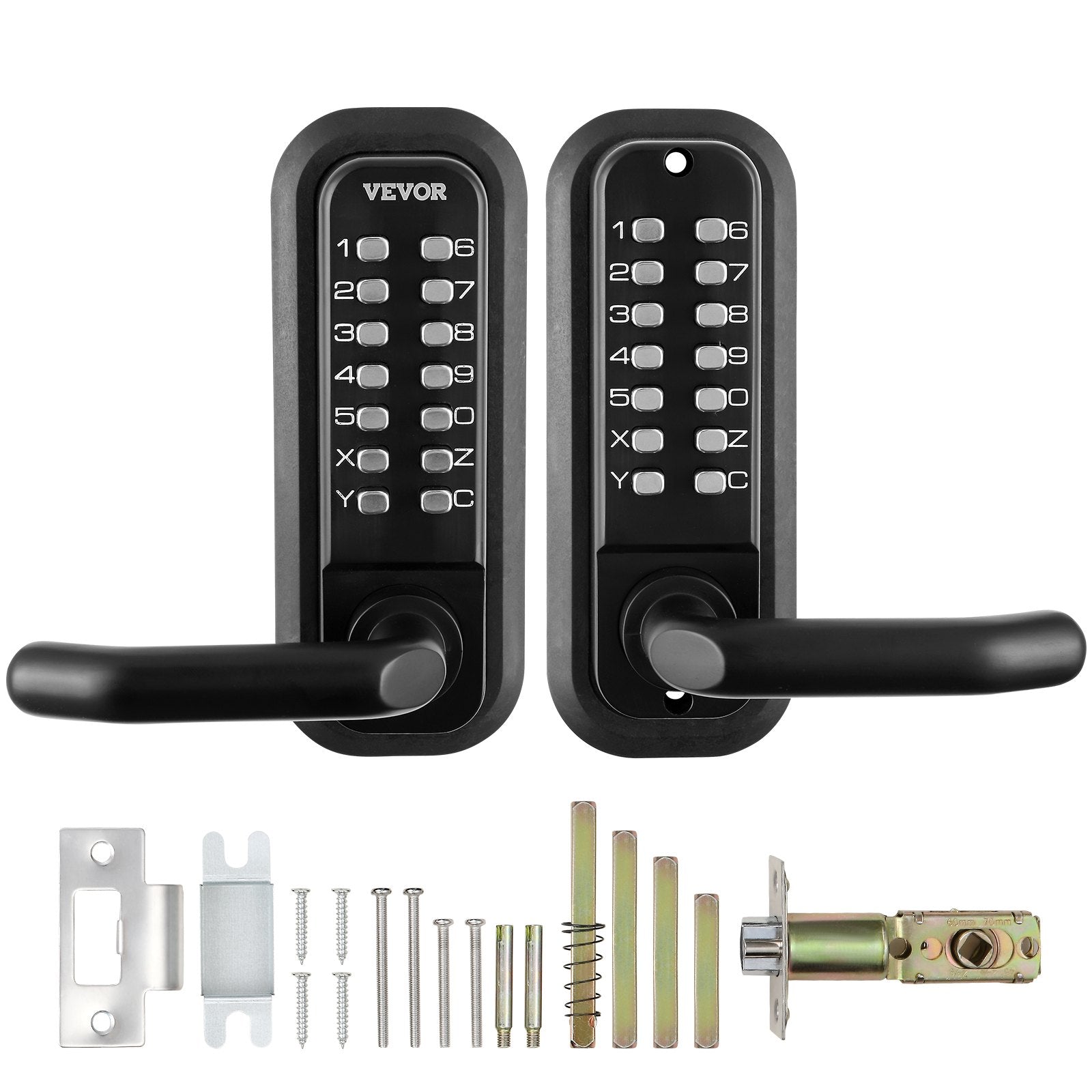 Fence & Gate Accessories: VEVOR Mechanical Keyless Entry Door Lock, 14 Digit Keypad, Water-proof Zinc Alloy, Double-sided Embedded Outdoor Gate Door Locks Set with Keypad and Handle, Easy to Install, for Garden, Garage, Yard