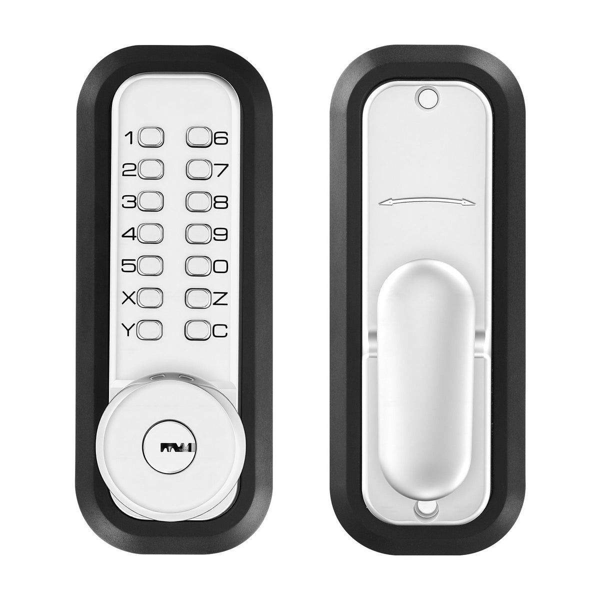 Mechanical Keyless Entry Door Lock, 2.0 Code Upgrade, 4-7 Digits Code, Single-Sided Push Button Combination Mechanical Keypad Door Knob, Auto Locking, for Garden Gates, Indoor or Outdoor, Silver