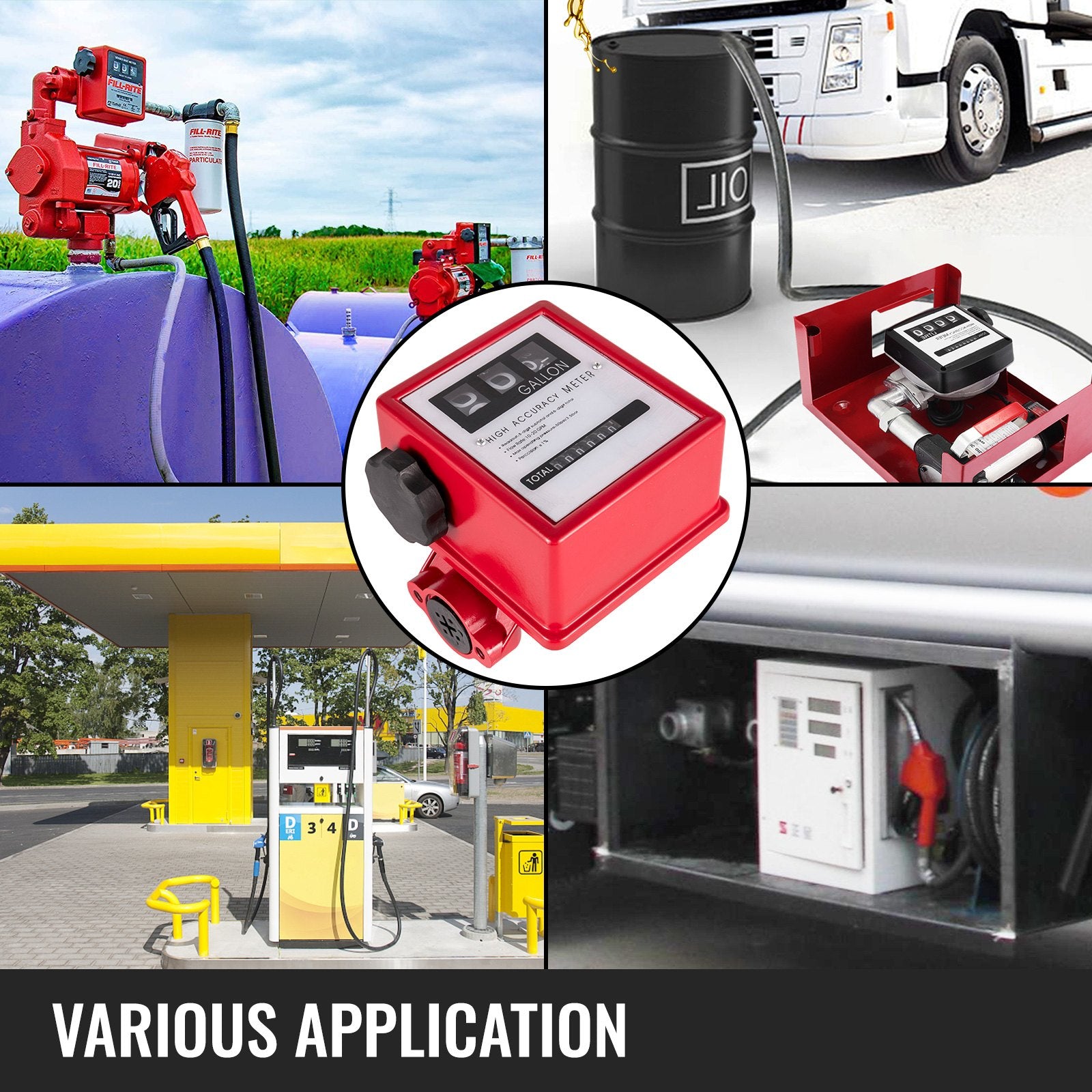 Fuel & Exhaust: VEVOR Mechanical Fuel Meter 20 GPM Fuel Flow Meter 3-Digital Batch Display Fuel Transfer Meter 2.54 cm Diesel Fuel Flow Meter All Fuel Transfer Pumps Gasoline Flow Meter