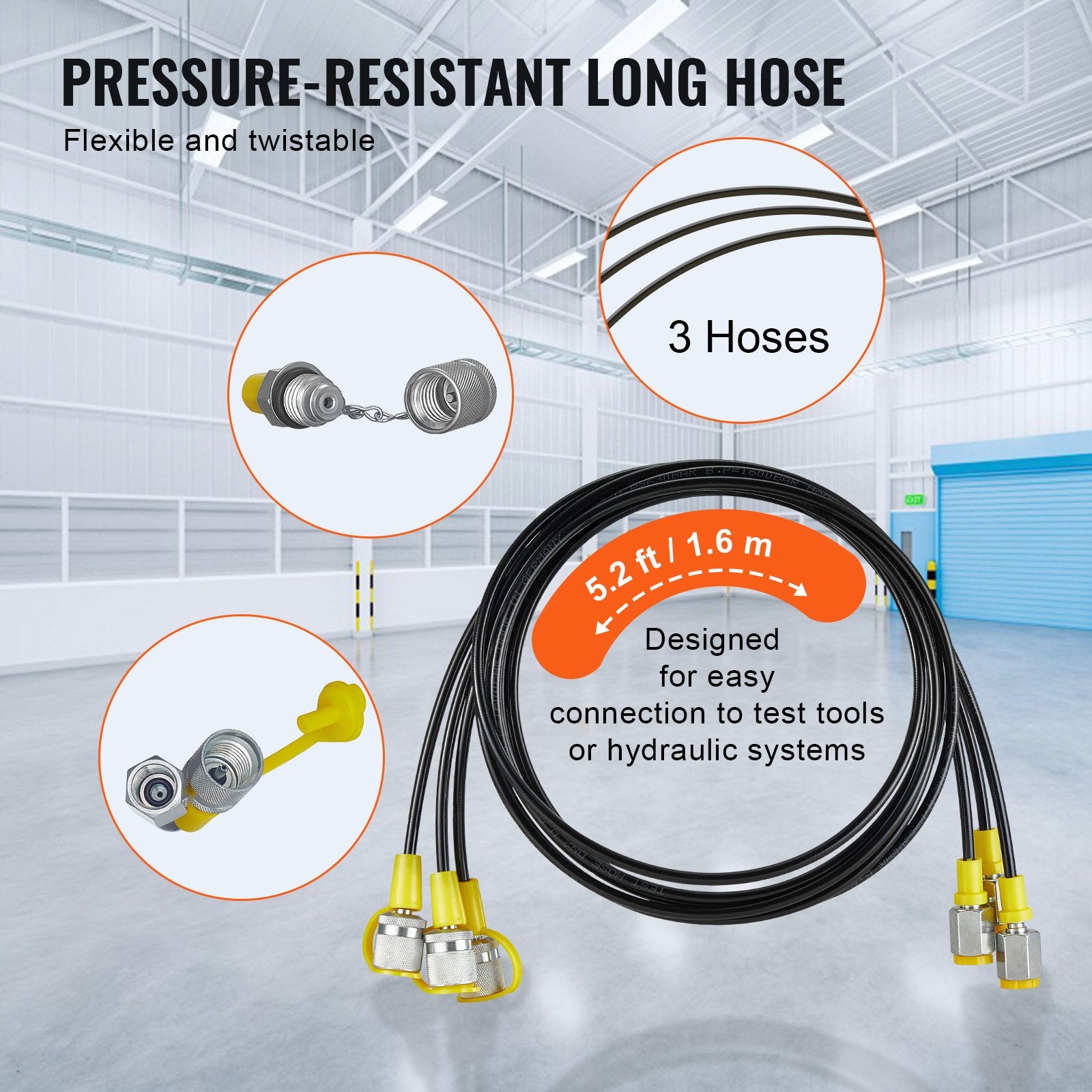 Hydraulic Pressure Test Kit, 250/400/600bar, 3 Gauges 9 Test Couplings 3 Test Hoses, Excavator Hydraulic Test Gauge Set with Portable Carrying Case for Excavator Tractors Construction Machinery