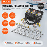 Automotive Repair & Speciality Tools: VEVOR Hydraulic Pressure Test Kit, 10/100/250/400/600bar, 5 Gauges 13 Couplings 14 Tee Connectors 5 Test Hoses, Excavator Hydraulic Test Gauge Set with Carrying Case for Excavator Tractors Machinery