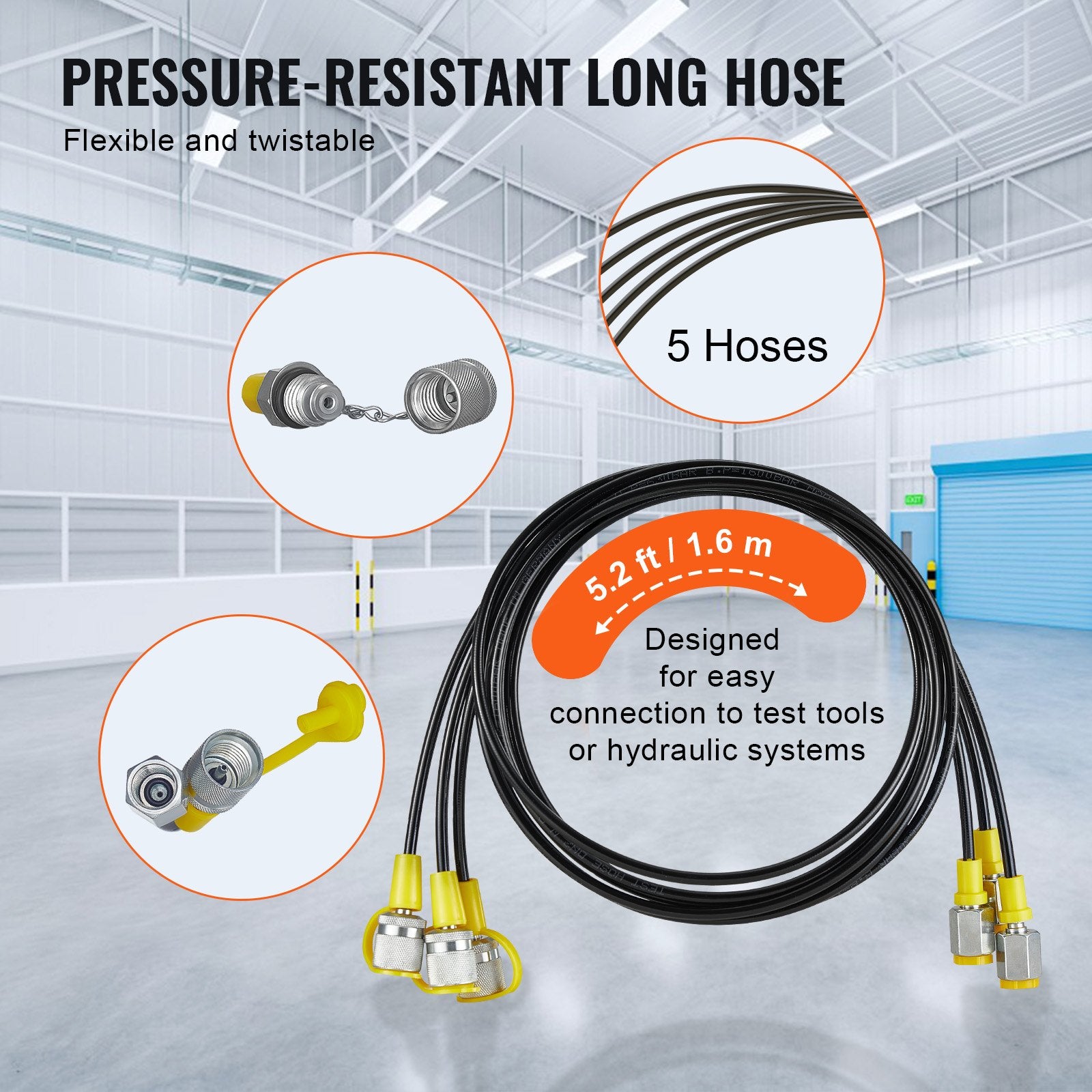 Automotive Repair & Speciality Tools: VEVOR Hydraulic Pressure Test Kit, 10/100/250/400/600bar, 5 Gauges 13 Couplings 14 Tee Connectors 5 Test Hoses, Excavator Hydraulic Test Gauge Set with Carrying Case for Excavator Tractors Machinery