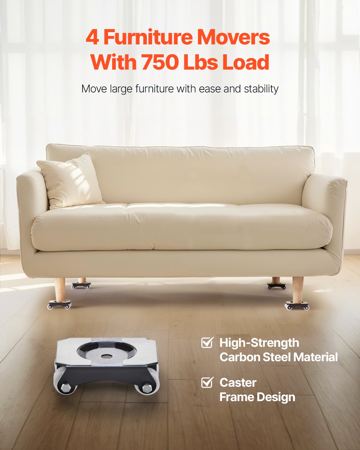 Commercial Cleaning Equipment: VEVOR Furniture Dolly, 150 kg Load Capacity, Heavy Duty Furniture Movers with Wheels, Carbon Steel Panel, Dual-Row & Eight-Wheel Structure, Furniture Lift Slider Tool Set for Appliances, Sofa, Fridge