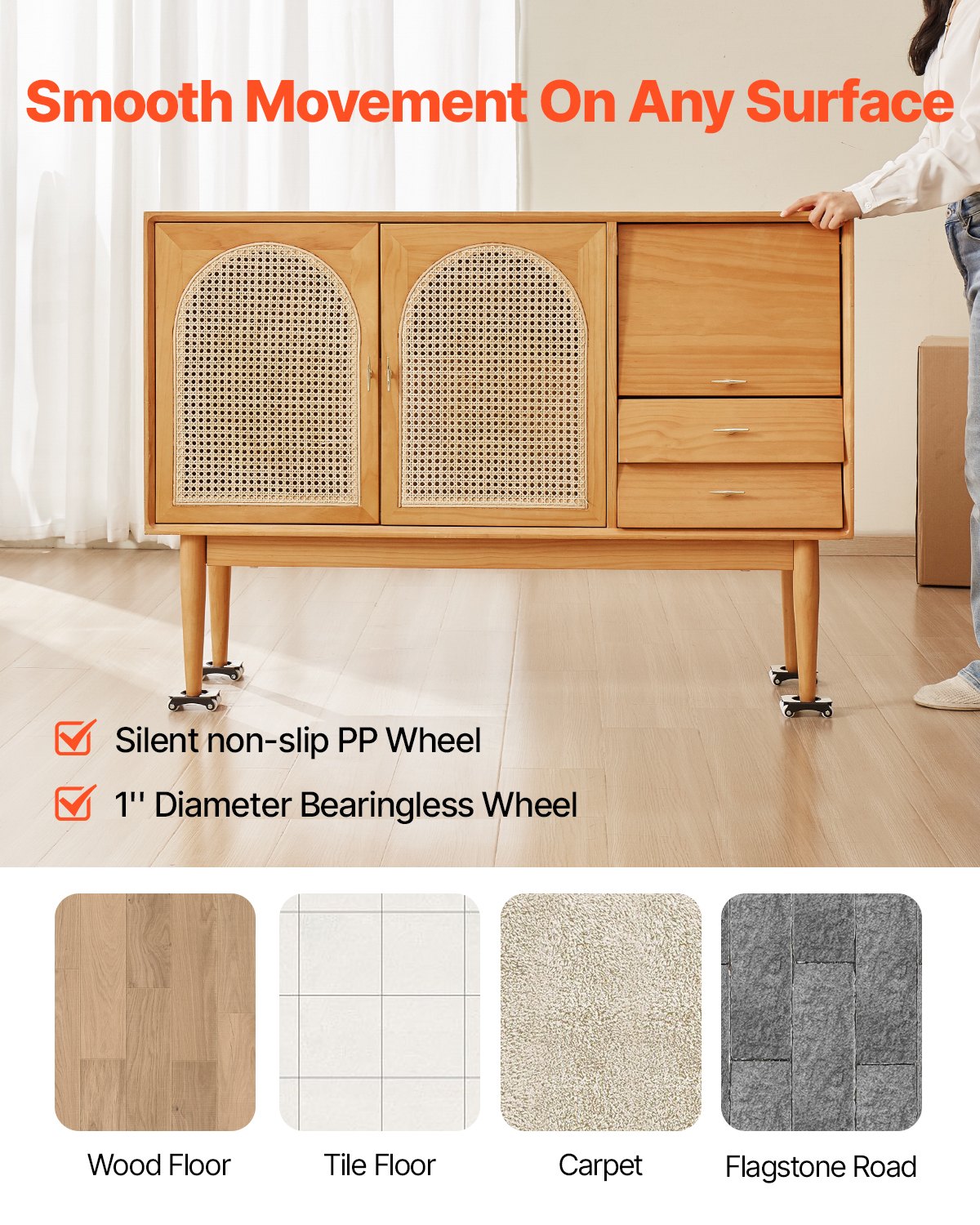 Commercial Cleaning Equipment: VEVOR Furniture Dolly, 150 kg Load Capacity, Heavy Duty Furniture Movers with Wheels, Carbon Steel Panel, Dual-Row & Eight-Wheel Structure, Furniture Lift Slider Tool Set for Appliances, Sofa, Fridge