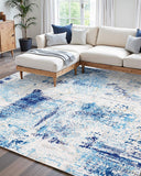 Dog Beds: VEVOR Area Rug, 1524x2133.6mm Large Washable Rug, Non-Slip and Tear-Resistant Soft Carpet, Pet & Child Friendly Modern Area Rugs, Indoor Mat for Bedroom, Office, Living Room, Kids Room, Entryway, Blue