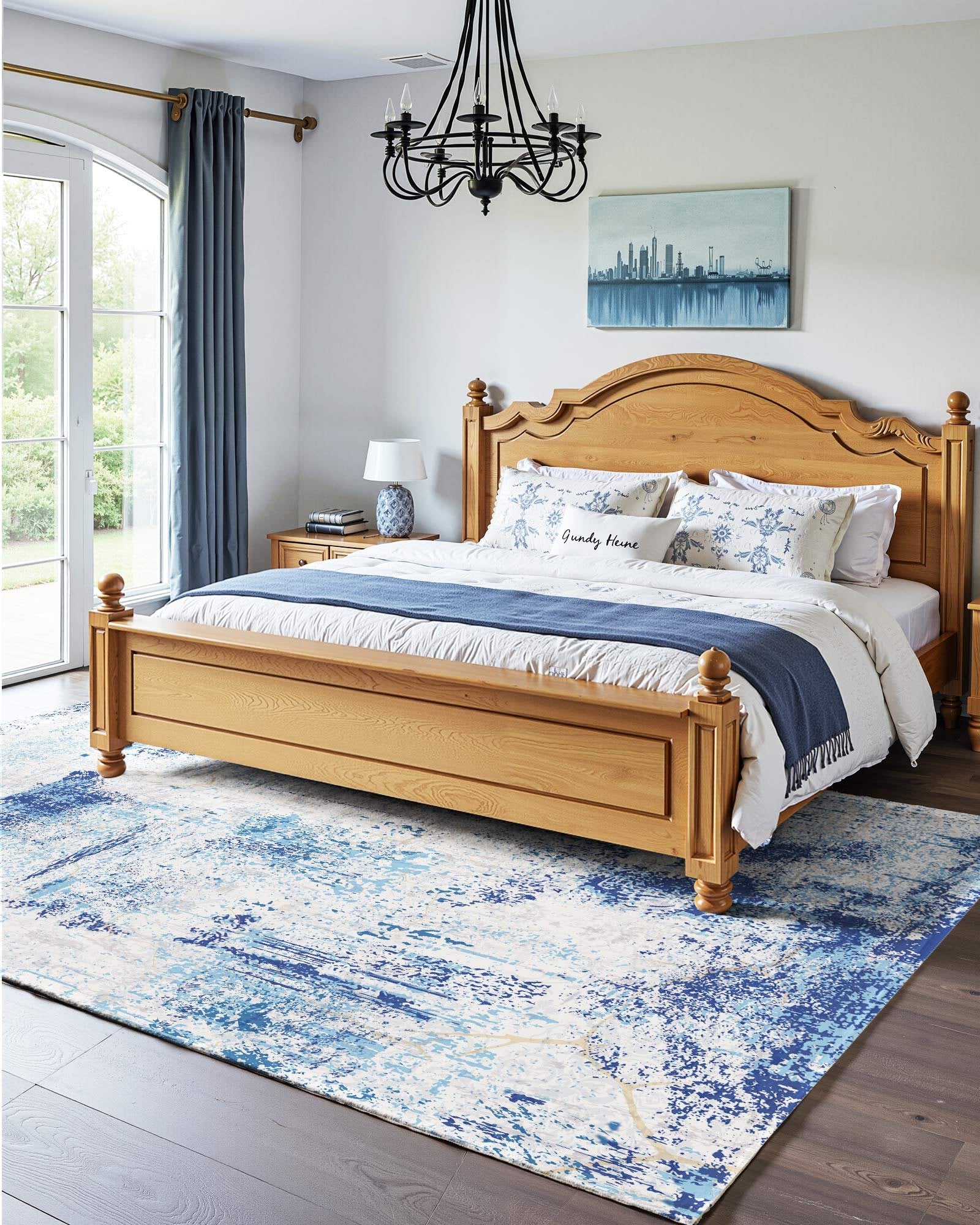 Dog Beds: VEVOR Area Rug, 1524x2133.6mm Large Washable Rug, Non-Slip and Tear-Resistant Soft Carpet, Pet & Child Friendly Modern Area Rugs, Indoor Mat for Bedroom, Office, Living Room, Kids Room, Entryway, Blue