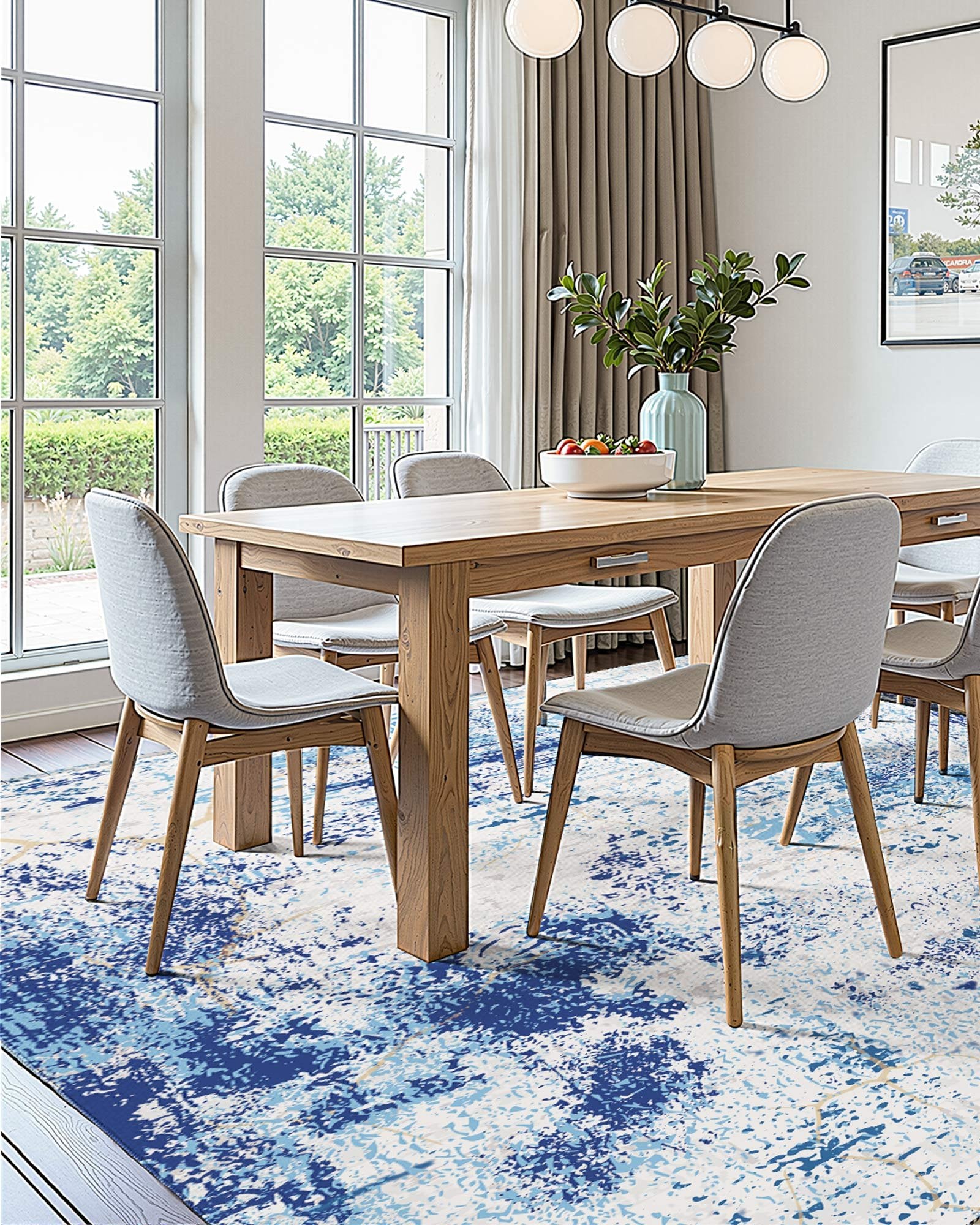 Dog Beds: VEVOR Area Rug, 1524x2133.6mm Large Washable Rug, Non-Slip and Tear-Resistant Soft Carpet, Pet & Child Friendly Modern Area Rugs, Indoor Mat for Bedroom, Office, Living Room, Kids Room, Entryway, Blue