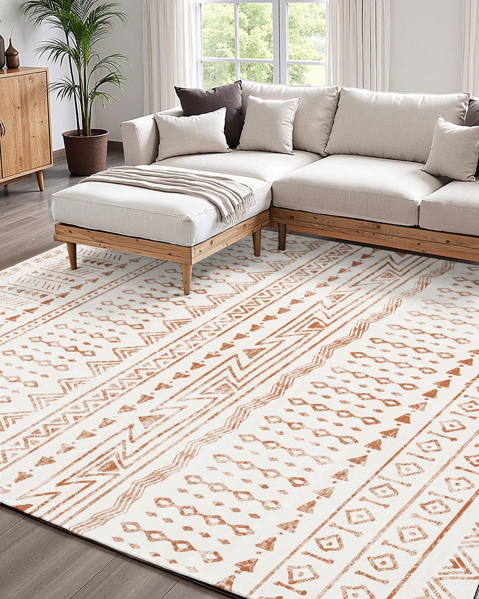 Dog Beds: VEVOR Area Rug, 1524x2133.6mm Large Washable Rug, Non-Slip Tear-Resistant Soft Carpet, Pet & Child Friendly Modern Area Rugs, Indoor Mat for Bedroom, Office, Living Room, Kids Room, Entryway, Beige