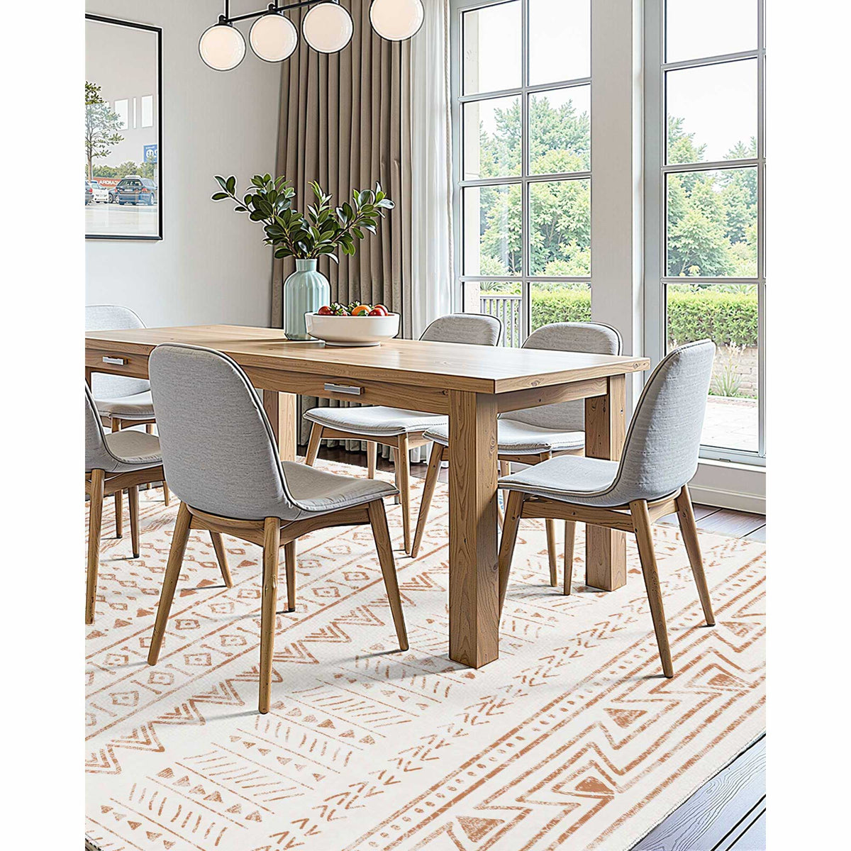 Area Rug, 1828.8x2743.2mm Large Washable Rug, Non-Slip Tear-Resistant Soft Carpet, Pet & Child Friendly Modern Area Rugs, Indoor Mat for Bedroom, Office, Living Room, Kids Room, Entryway, Beige