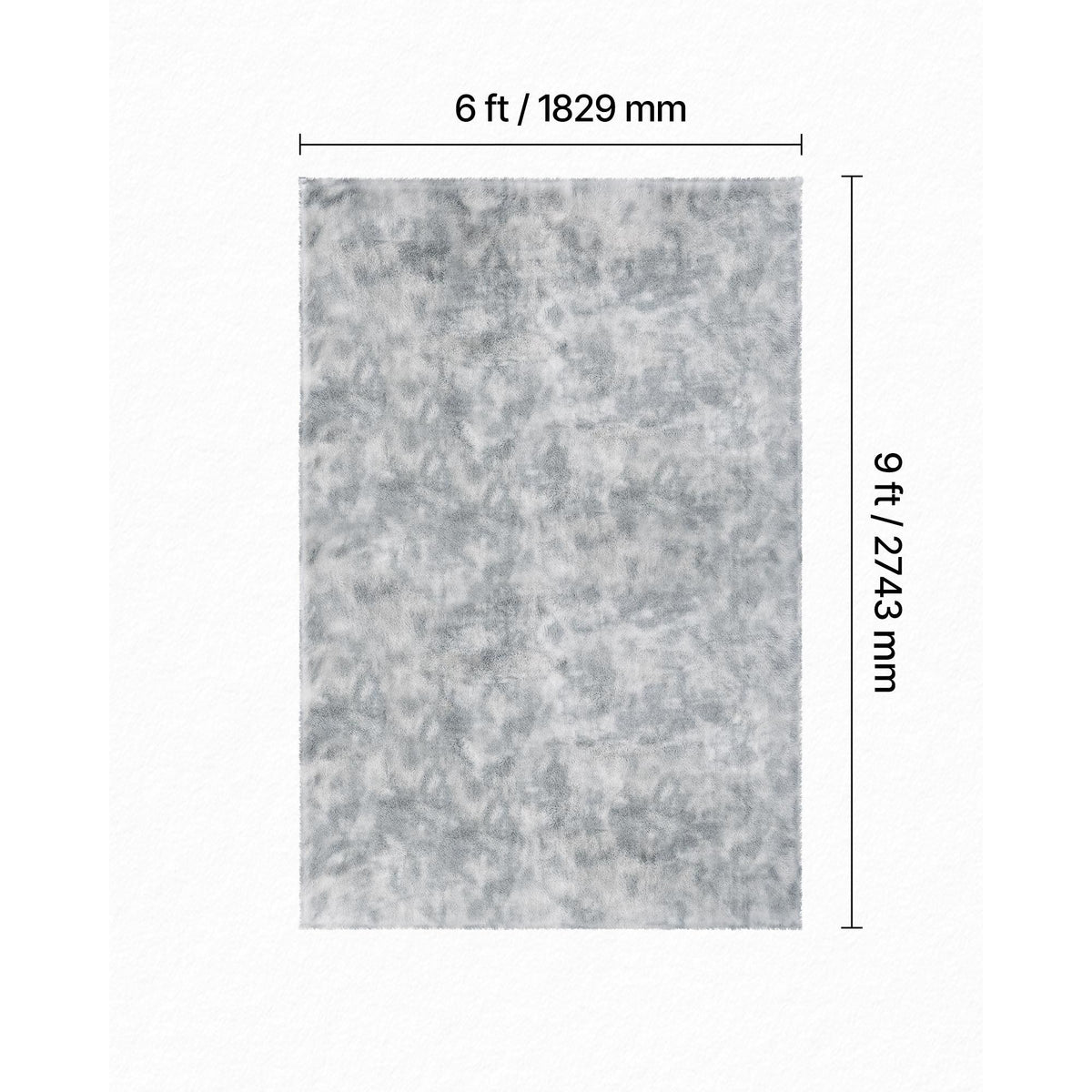 Indoor Plush Area Rugs, 1.83x2.74 m Soft Plush Carpet, FFurry Shag Area Rugs for Living Room, Bedroom, Modern Home Decor Aesthetic Long-Pile Rug, Non-Shedding, Slip-Resistant, Tie-Dye Light Gray