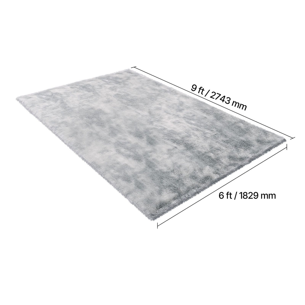 Indoor Plush Area Rugs, 1.83x2.74 m Soft Plush Carpet, FFurry Shag Area Rugs for Living Room, Bedroom, Modern Home Decor Aesthetic Long-Pile Rug, Non-Shedding, Slip-Resistant, Tie-Dye Light Gray