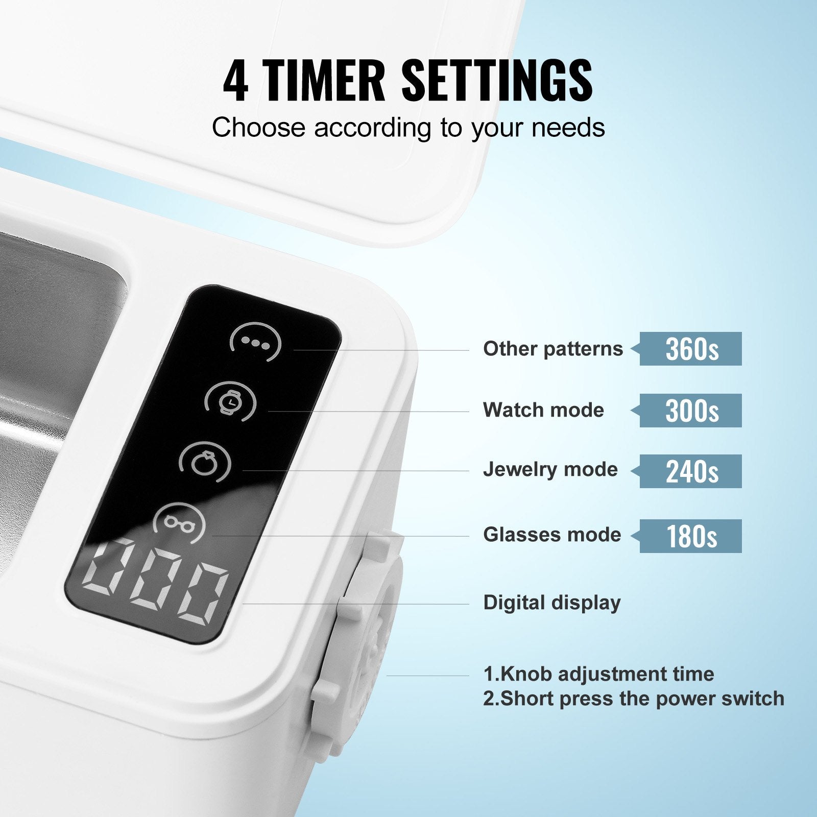 Jewellery Cleaners: VEVOR Jewelry Cleaner Ultrasonic Machine, Ultrasonic Cleaner Machine 16oz (470ml) with 4 Timer Modes, Portable ultrasonic jewelry cleaner with Cleaning Basket for Eyeglasses, Watches, Dentures, Rings