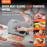 Speciality Appliances: VEVOR Meat Slicer, 180W Electric Deli Food Slicer with 7.5" SUS420 Stainless Steel Blade and Blade Guard, 0 - 0.6 inch Adjustable Thickness for Home Use, Easy to Clean, Cut Meat, Bread, Ham and Cheese