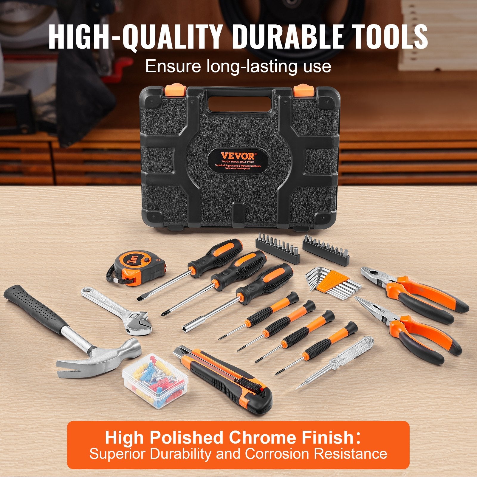 Hand Tools: VEVOR Tool Kit 132 Piece General Household Hand Tool Set with Portable Tool Case