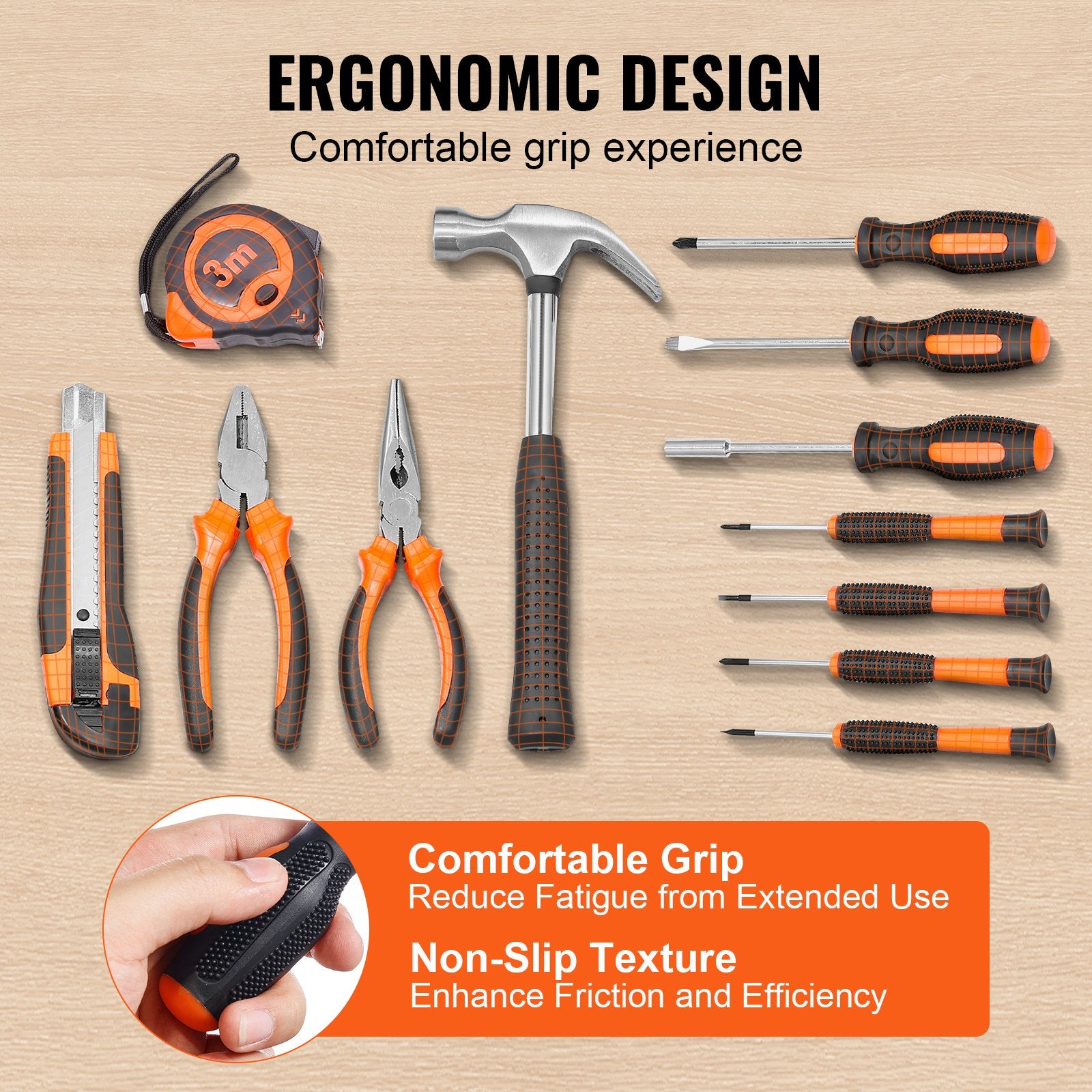 Hand Tools: VEVOR Tool Kit 132 Piece General Household Hand Tool Set with Portable Tool Case