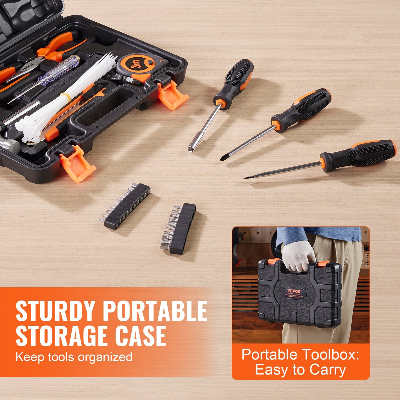 Hand Tools: VEVOR Tool Kit 132 Piece General Household Hand Tool Set with Portable Tool Case