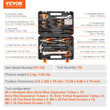 Hand Tools: VEVOR Tool Kit 132 Piece General Household Hand Tool Set with Portable Tool Case