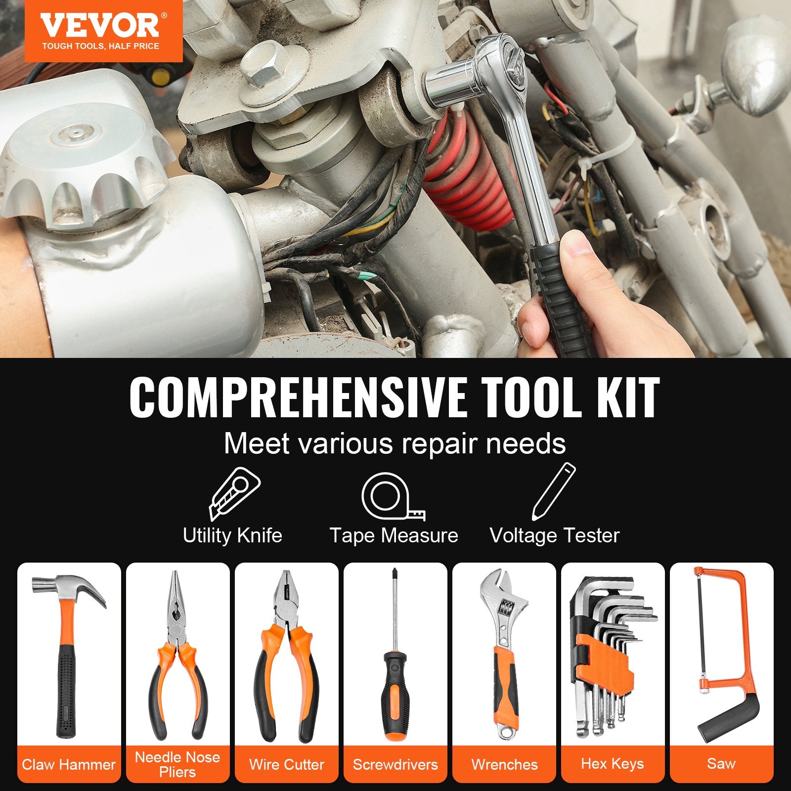 Hand Tools: VEVOR Tool Kit 216 Piece General Household Hand Tool Set with Portable Tool Case