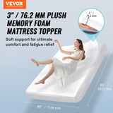 Mattress Toppers: VEVOR Mattress Topper Memory Foam Detachable & Washable Queen 76.2 mm Thickness