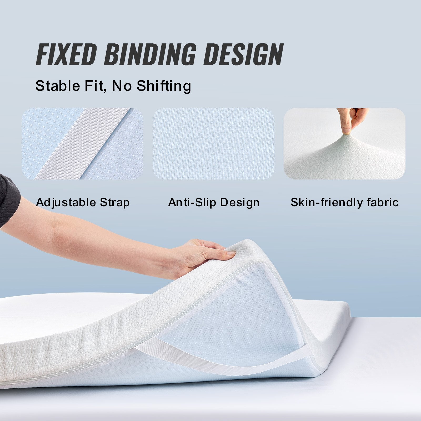 Mattress Toppers: VEVOR Mattress Topper Memory Foam Detachable & Washable Queen 76.2 mm Thickness