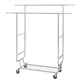 Clothing & Wardrobe Storage: VEVOR Heavy Duty Clothes Rack, Double Hanging Rod Clothing Garment Rack for Hanging Clothes, Adjustable Height and Extendable Length Clothing Rack with Bottom Storage Area, 272 KG Load Capacity