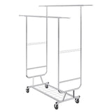 Clothing & Wardrobe Storage: VEVOR Heavy Duty Clothes Rack, Double Hanging Rod Clothing Garment Rack for Hanging Clothes, Adjustable Height and Extendable Length Clothing Rack with Bottom Storage Area, 272 KG Load Capacity