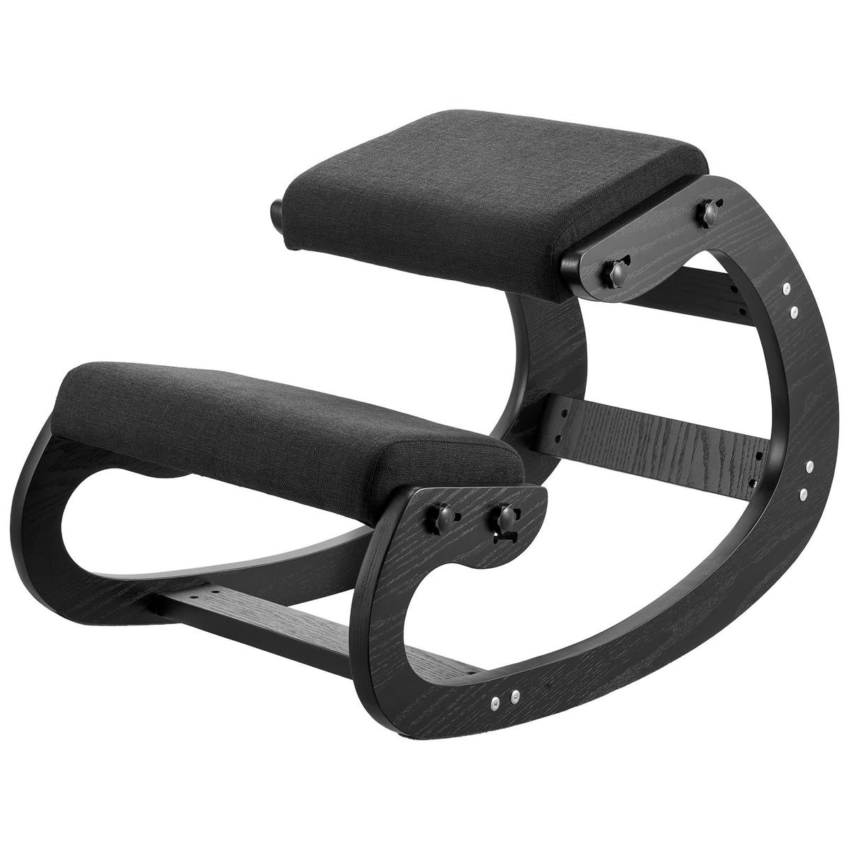 Ergonomic Kneeling Chair, Wooden Posture Knee Chair with Adjustable Thick Foam Cushions & Solid Wood Frame, Adjustable Height, Relief for Neck or Back Pain for Home, Office or Meditation, Black