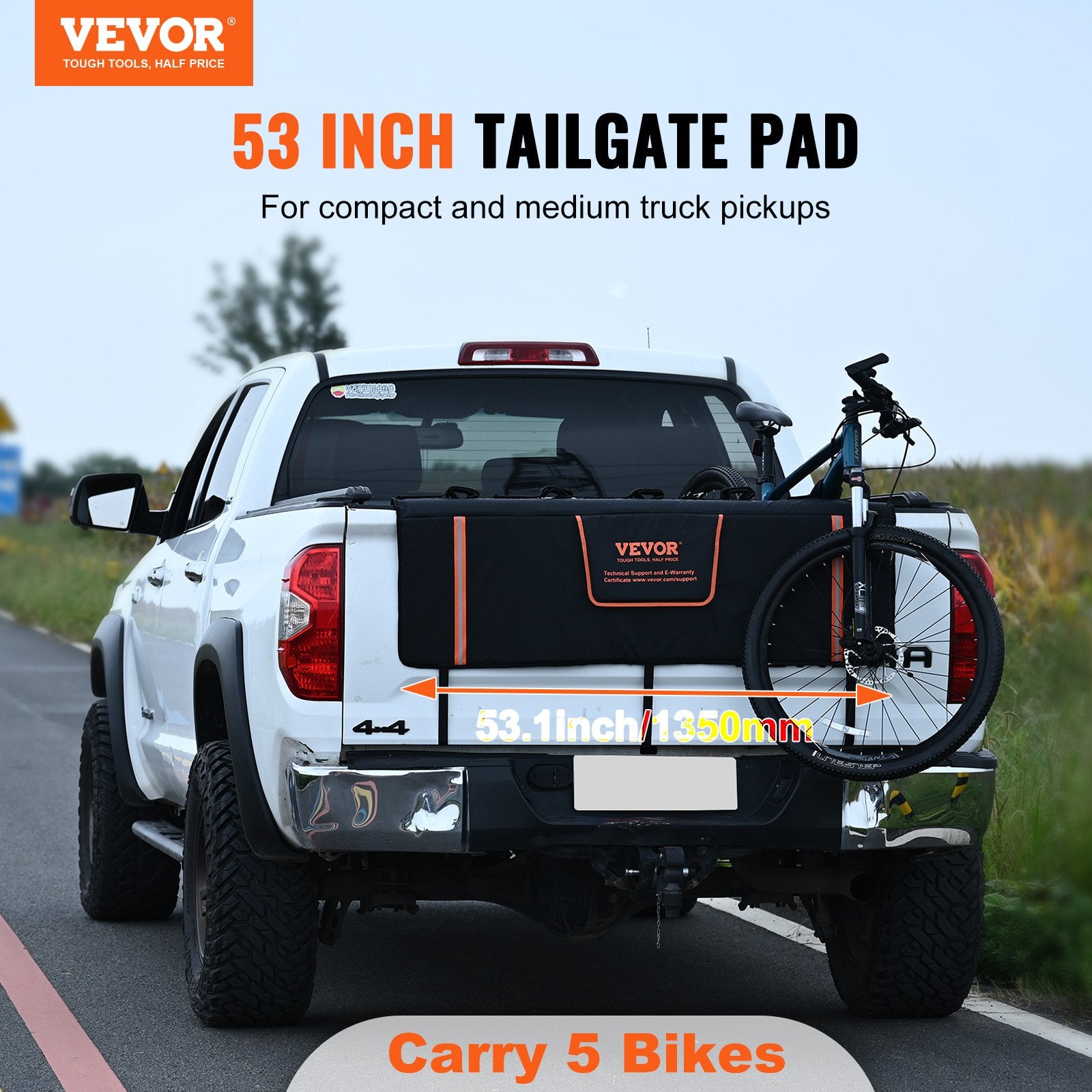 Automotive Parts: VEVOR 53-inch Tailgate Pad 5-Bike Pickup Truck Bed Tailgate Pad Protector Cover