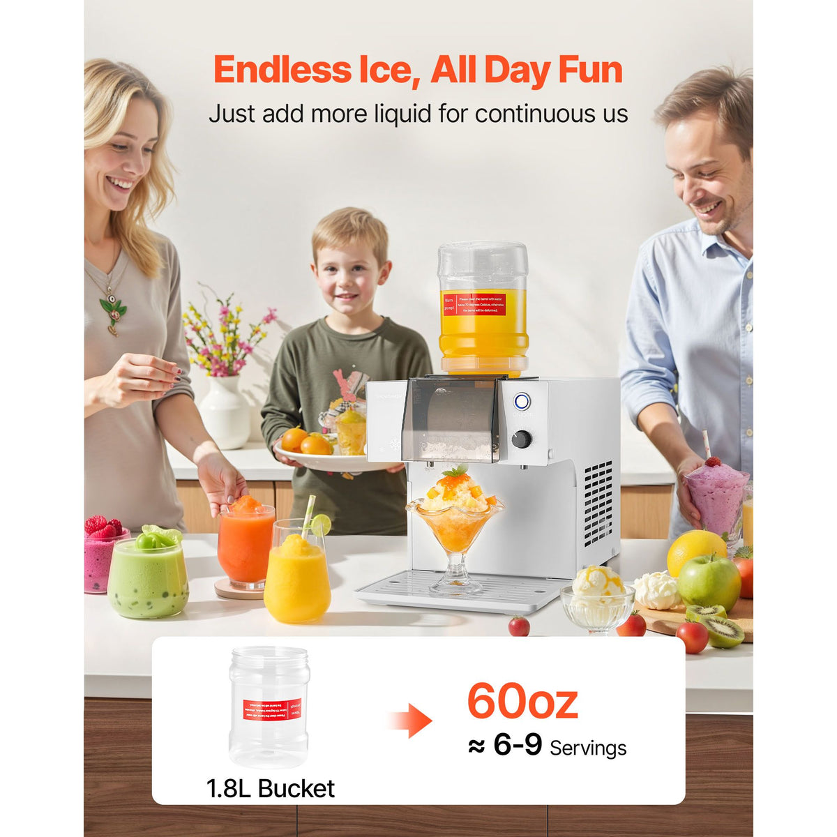 Snowflake Ice Machine, 40KG/24H Snowflake Ice Maker, Ice-Shaver Machine with Stainless Steel Blade, Electric Snow Cone Maker with 1.8L Tank, 90S Fast Pre-Cooling, for Home & Small Gatherings