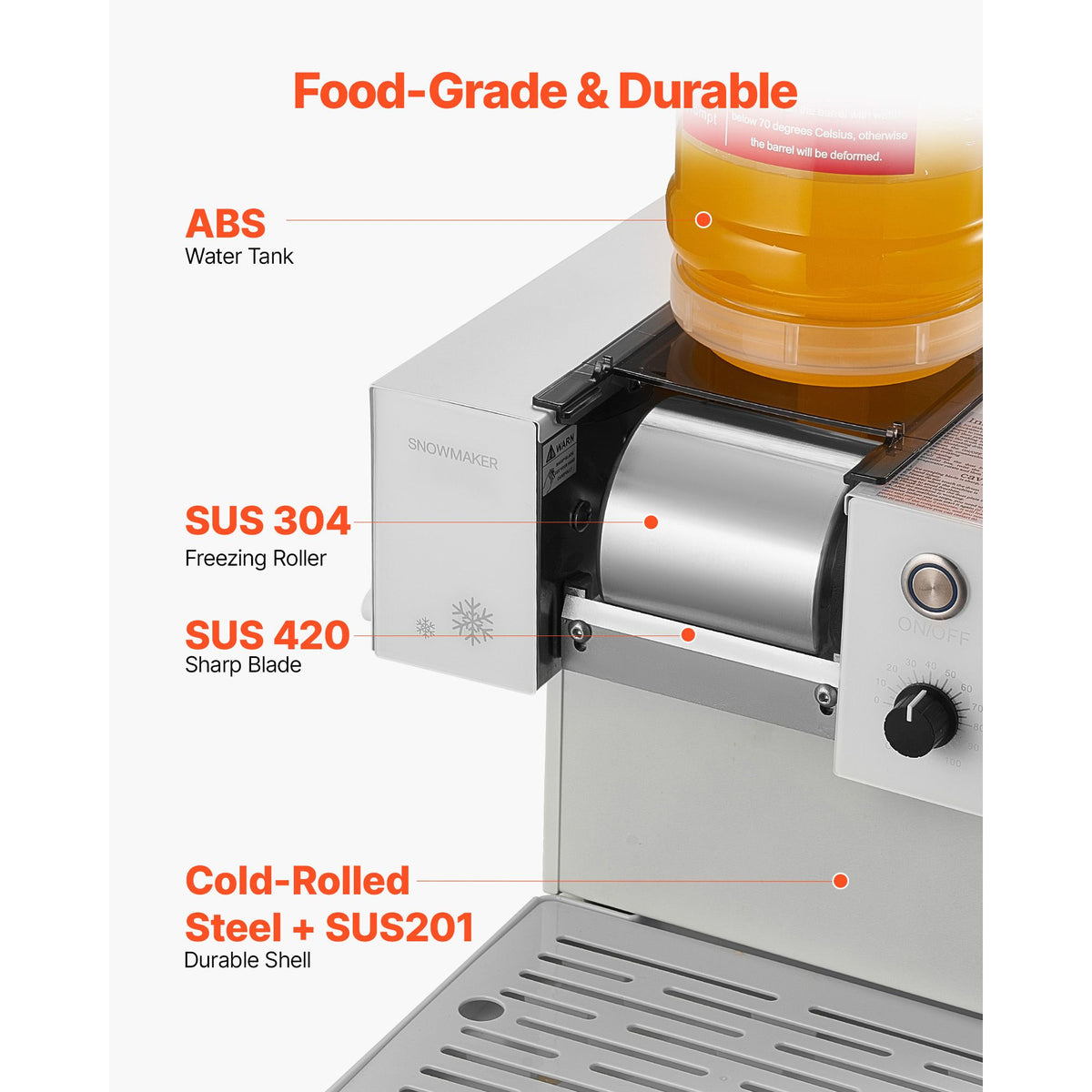 Snowflake Ice Machine, 60KG/24H Snowflake Ice Maker, Ice-Shaver Machine with Stainless Steel Blade, Electric Snow Cone Maker with 1.8L Tank, 90S Fast Pre-Cooling, for Home & Small Gatherings