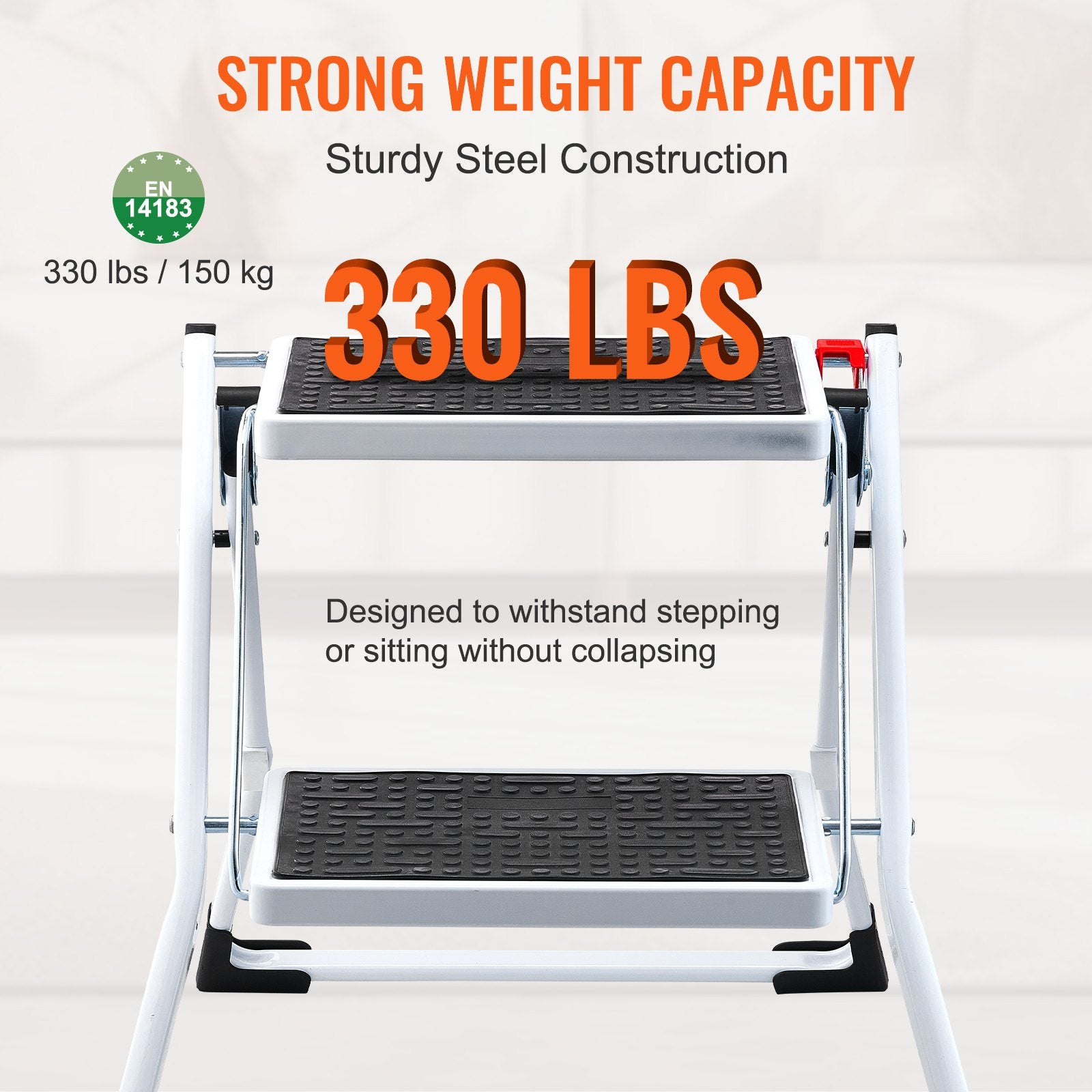 Mobility & Accessibility: VEVOR Step Ladder 2-Step 150kg Capacity, Ergonomic Folding Steel Step Stool with Wide Anti-Slip Pedal, Sturdy Step Stool for Adults Toddlers, Multi-Use for Household, Kitchen, Office, RVs