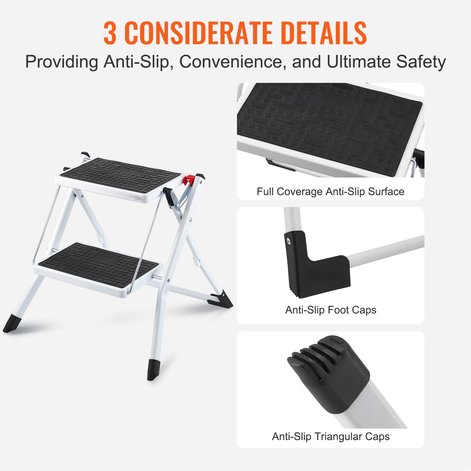 Mobility & Accessibility: VEVOR Step Ladder 2-Step 150kg Capacity, Ergonomic Folding Steel Step Stool with Wide Anti-Slip Pedal, Sturdy Step Stool for Adults Toddlers, Multi-Use for Household, Kitchen, Office, RVs