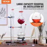 Distilling & Brewing: VEVOR Essential Oil Distillation Kit, 2000ml Distillation Apparatus, 3.3 Boro Lab Glassware Distillation Kit with 1000W Heating Plate and 24, 40 Joint, 28 pcs Set
