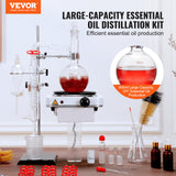 Distilling & Brewing: VEVOR Essential Oil Distillation Kit, 500ml Distillation Apparatus, 3.3 Boro Lab Glassware Distillation Kit with 1000W Heating Plate and 24, 40 Joint, 33 pcs Set