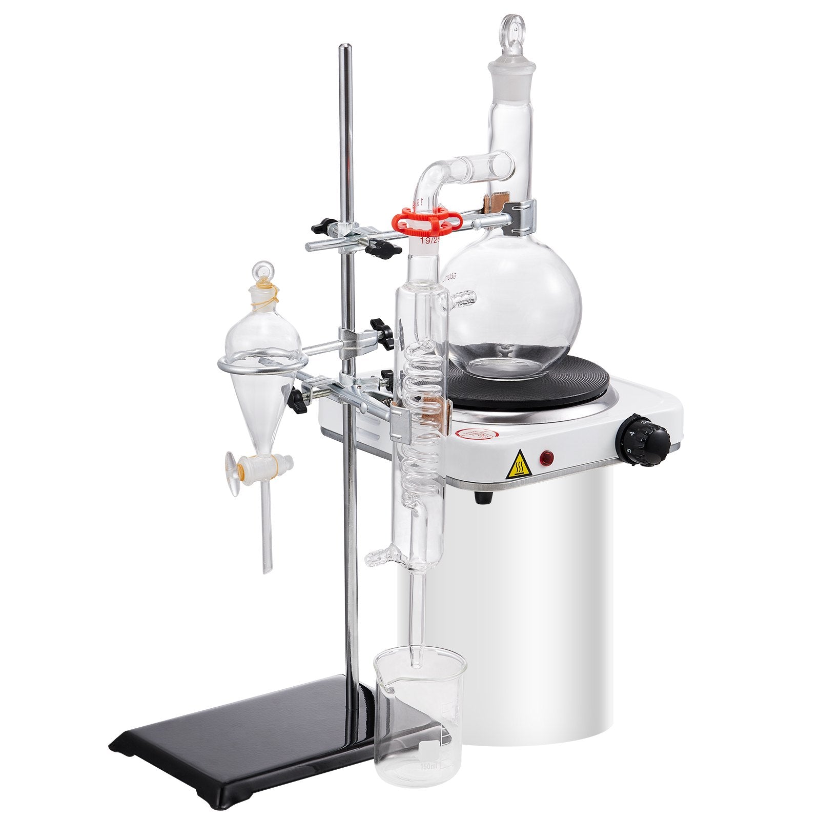 Distilling & Brewing: VEVOR Essential Oil Distillation Kit, 500ml Distillation Apparatus, 3.3 Boro Lab Glassware Distillation Kit with 1000W Heating Plate and 24, 40 Joint, 33 pcs Set