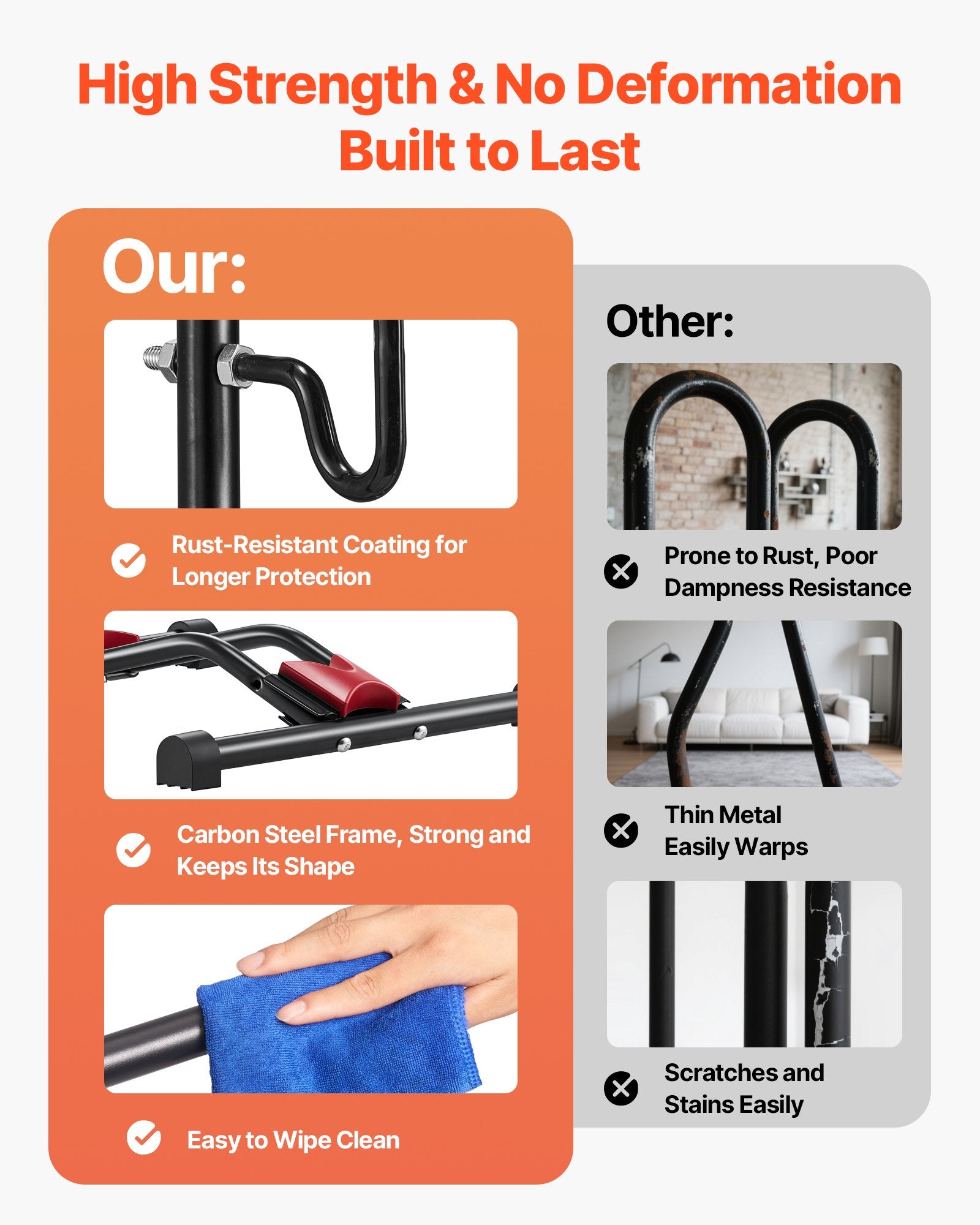 Wall Storage Racks: VEVOR Bike Rack, Upright Bike Stand Floor for 406.4 to 700 mm Mountain & Road Bikes, Vertical & Horizontal Bicycle Stand for Secure Parking and Storage in Garage, Truck Bed, Indoor, Outdoor, Black