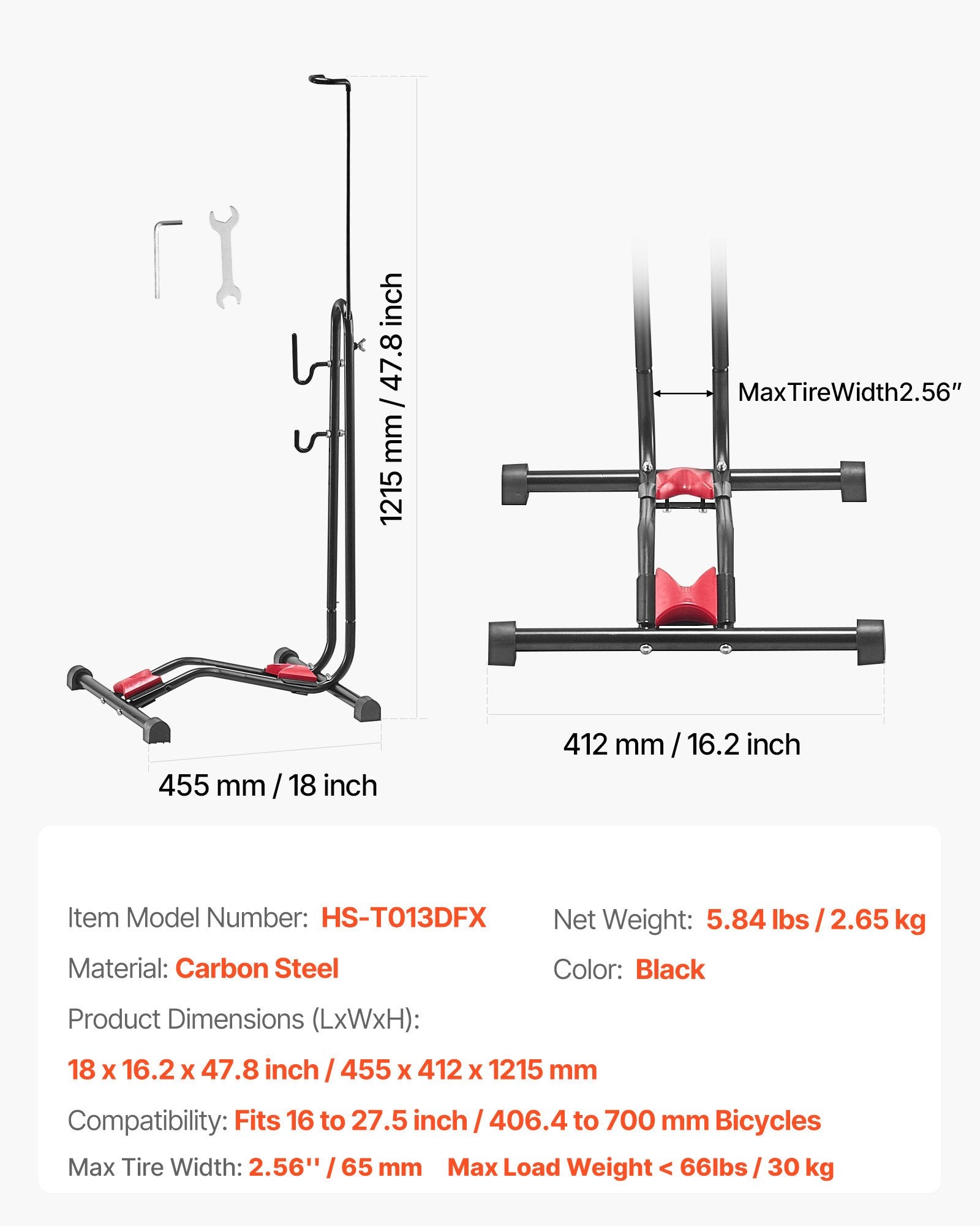 Wall Storage Racks: VEVOR Bike Rack, Upright Bike Stand Floor for 406.4 to 700 mm Mountain & Road Bikes, Vertical & Horizontal Bicycle Stand for Secure Parking and Storage in Garage, Truck Bed, Indoor, Outdoor, Black
