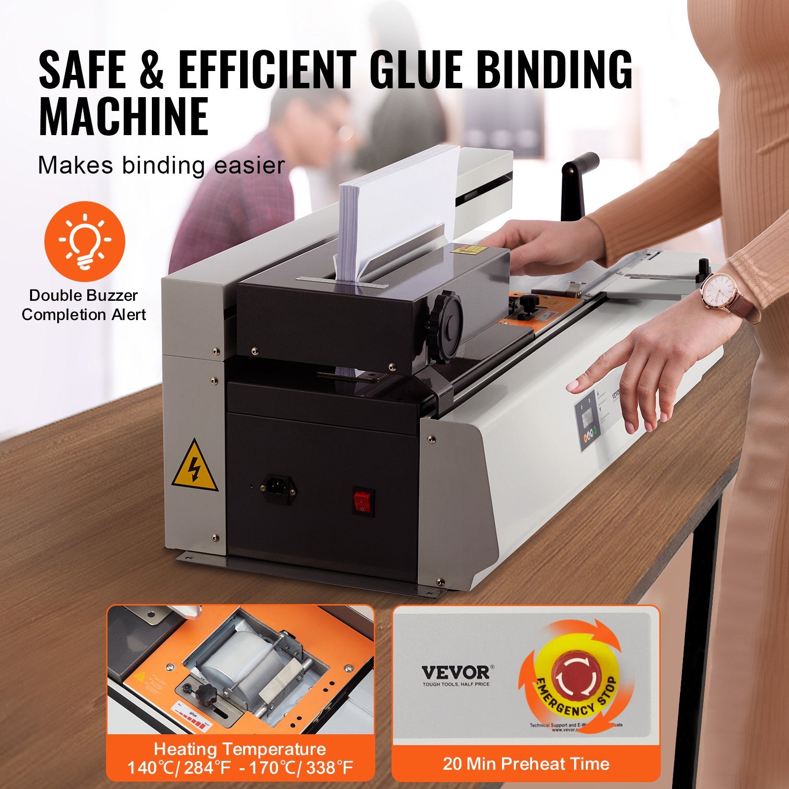 Paper Products: VEVOR Thermal Binding Machine, 400 Sheets Capacity Hot Glue Binding Machine, Thermal Book Binder 40mm Binding Thickness A3(Short Edge)/A4/A5 Document