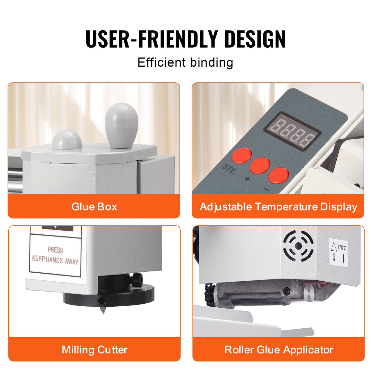 Thermal Binding Machine, 400 Sheets Capacity Hot Glue Binding Machine, Thermal Book Binder 50mm Binding Thickness A3(Short Edge)/A4/A5 Document with Milling Cutter