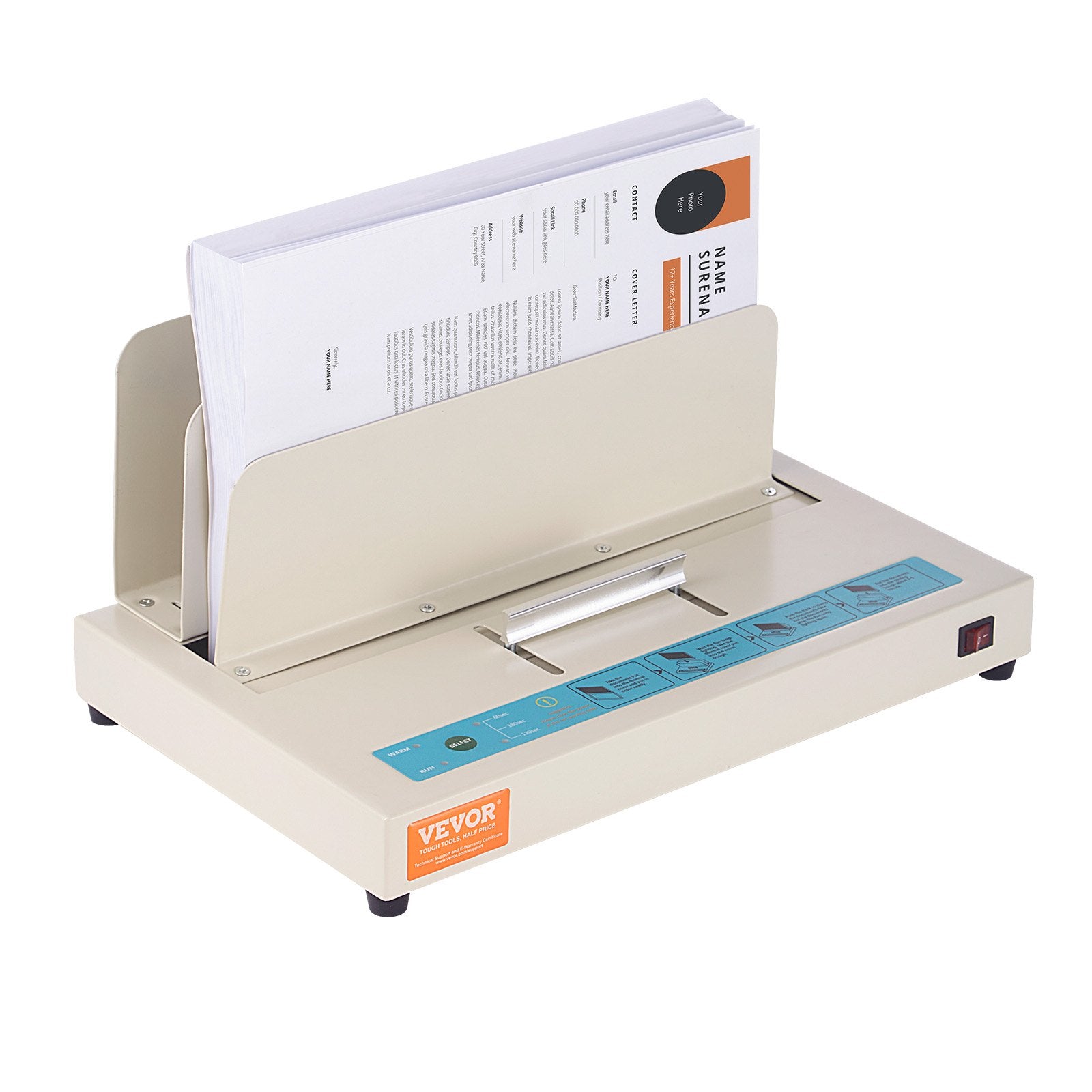 Thermal Binding Machine, 500 Sheets Capacity Book Binding Machine, Thermal Book Binder 50mm Binding Thickness A3(Short Edge)/A4/A5 Document, with Infrared Optical Detection