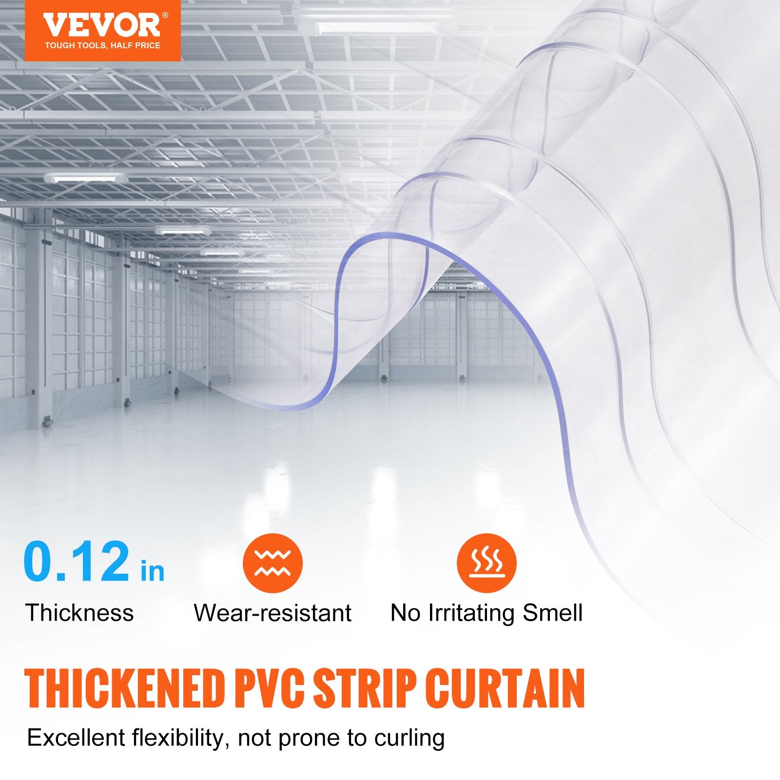 Curtains & Drapes: VEVOR Strip Curtain, 3048 cm L x 30.5 cm W x 3 mm Thickness, Clear Ribbed PVC Curtain Strip Door Bulk Roll, Plastic Door Strips for Doorway of Supermarket, Garage, Warehouse, Barn, Pet Animal House