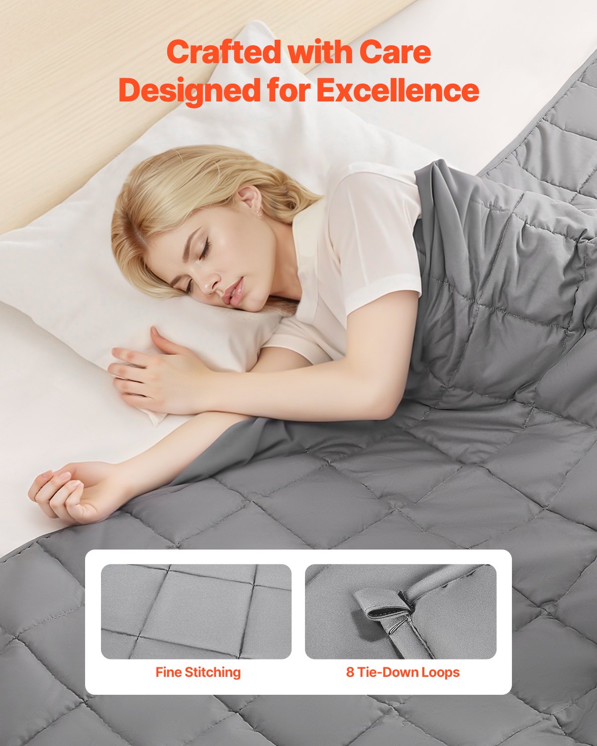 Blankets & Throws: VEVOR Weighted Blanket, 11 kg, 2235 x 2640 mm King Size, Cooling Breathable Heavy Blanket with Glass Beads, All-Season Use, Suitable for 113-140 kg Adults, Anxiety Stress Relief, Improve Sleep, Grey