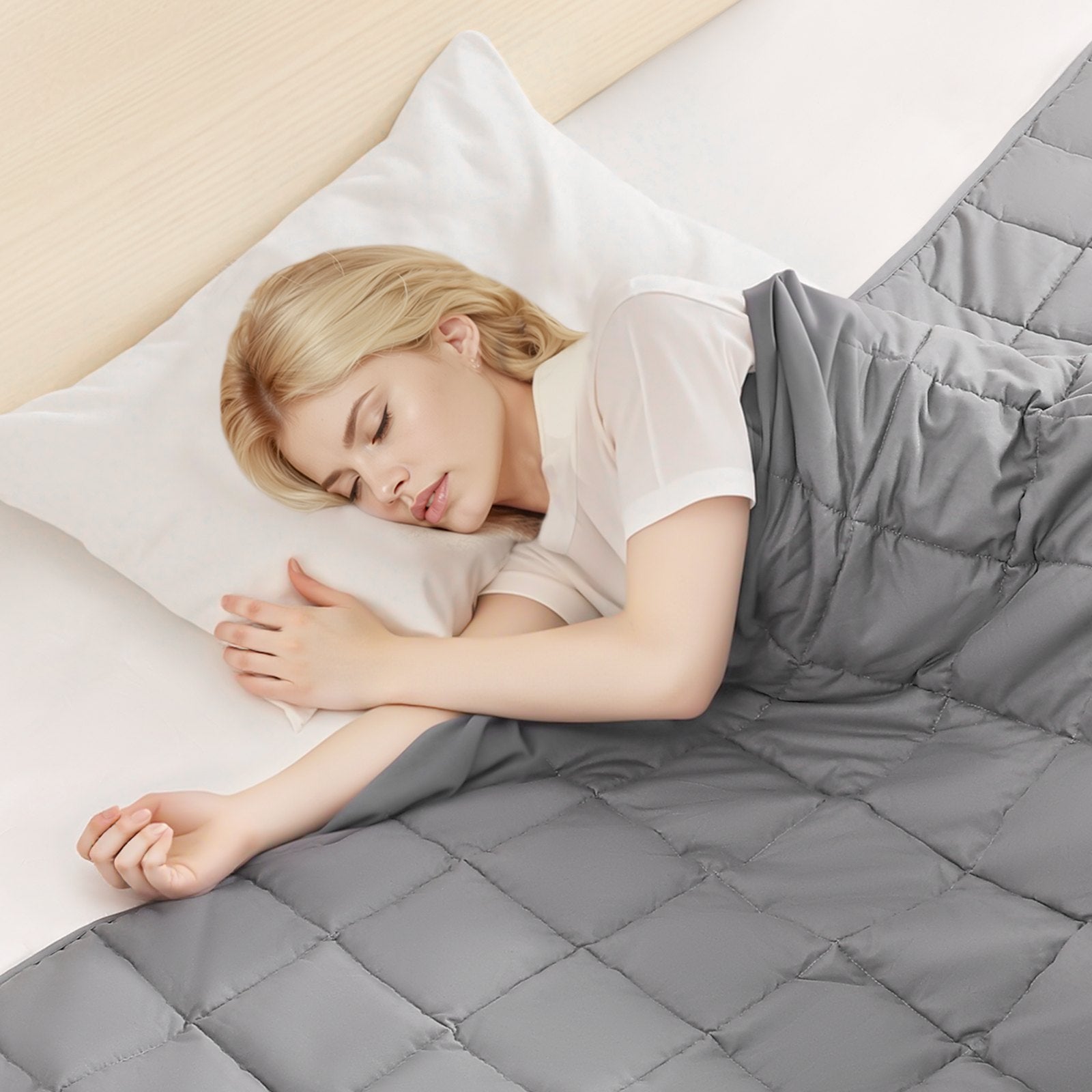 Blankets & Throws: VEVOR Weighted Blanket, 11 kg, 2235 x 2640 mm King Size, Cooling Breathable Heavy Blanket with Glass Beads, All-Season Use, Suitable for 113-140 kg Adults, Anxiety Stress Relief, Improve Sleep, Grey